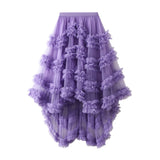 Yarn Skirt Candy Loose Waist Fairy Net Yarn Skirt Fluffy Irregular Lotus Leaf Side Cake Skirt 1376