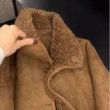 Fusin Velvet Fur Collar Lamb Fur Coat Women Winter 2026 New Small Plus Velvet Thick Coat