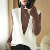 Wool Blending 2026 Autumn And Winter 5 Women's New Short Loose Big V-Neck Solid Color Jacket Outside The Knitting Vest