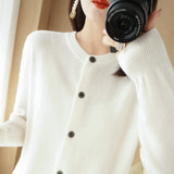 Soft Glutinous Wool Blended 2026 Autumn And Winter Women's New Sweater Buckle Loose Round-Neck Short Knitted Open Shirt Jacket