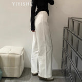 White Curved Wide-Legged Jeans Women's 2025 Summer New High-Rise Thin Casual Scyter Straight Pants