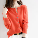Wool Blended 2026 Autumn And Winter Women's New Pure Color Buckle Loose Collar Short Knitted Sweater Outside