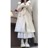Sweet Little Hair Spliced Hair Coat Women's Winter 2025 New Loose Long Hooded Coat