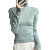 Fine-Woven Wool 2026 Autumn And Winter Women's New Short Korean Version Pile High-Necked Solid Color Knitted Shirt