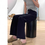 Pear-Shaped Figure Black Straight Jeans Women Winter Large Size Fat Mm High-Waisted Loose Cover Thin Broad Leg Trousers
