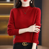 Skin Feeling 100% Wool Line Ready-To-Wear Seamless Autumn And Winter New Short Women Half-Collar Loose Bottom Knitting Sweater