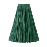 Light Luxury Light Pressure Folded Skirt Women's Spring And Autumn New Station Big Swing Thin Folded A Skirt 0323