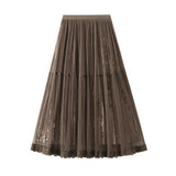 Temperament Hanging Mesh Velvet Velvet Half-Dress Woman's New High-Rise Thin Dress Dress Dress 5203