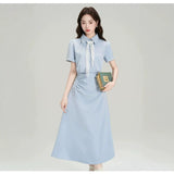 Mother-Mother Education Interview Dress Women's Summer 2025 New Wear Suit Collar Shirt Dress Small Commuting