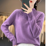 Wool Blended 2026 Autumn And Winter New Women's First-Line Ready-To-Wear Half-High-Necked Scribble Warm Knitted Bottom Sweater