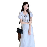 First Love Sweet Gentle Wind Lotus Leaf Side White Short-Sleeved Dress Women Summer Small Dress Short Dress A Skirt
