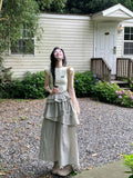 Gentle Multi-Layer Dress Design Dress Women's Summer Han Dai New Commuting Skirt Apricot Cake Long Skirt