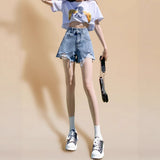 Light-Colored Hole-Crowded Denim Shorts Women's Summer Trend With New Dopamine Wearing High-Rise Thin Hot Trousers