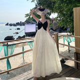 Seaside Tourism Wearing A New Chinese Sling Dress Women's Island Resort Beach Dress Temperament Long Dress Thin Dress