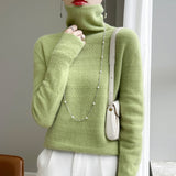 Line Ready-Wear 100% Pure Wool 2026 Autumn And Winter New Women's Heap Collar Collar Short Knitted Sweater