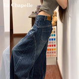 Vintage Scissor Jeans Women Autumn Trend New Small Design Feeling Loose Slebage Leg Pants