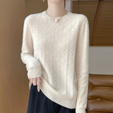 Line Ready-To-Wear Pure Wool 2026 Autumn And Winter New Women's Round Collar Short Hollow Twist Knitted Sweater