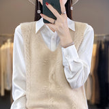 Wool Blending 2026 Autumn And Winter New Women's Clothing Jacket Short V Collar Knitted Vest Loose Stifling Sleeveless Shoulders
