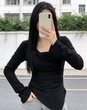 Long-Sleeved T-Shirt Girl Spring And Autumn New Korean Version Of The Body-Repair Sexy And Pure Hot Girl Design Sense Inside The Top