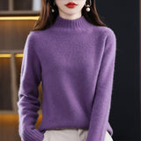 Line Ready-Wear 100% Pure Wool 2026 Autumn And Winter New Women's Half-High Collar Short- Jacket Loose Knit Sweater