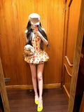 [Original Quality + Anti-Skid Strip Fish Bones] Beautiful Broken Flower Two-Piece Dress Body Corset New Flower Tart