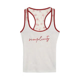 Hottie White Letter Pure Desire Sling Vest Women Summer Body Design Broken Back Splicing Sleeveless Top