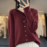 Line Ready-Wear 100% Pure Wool 2026 Autumn And Winter New Women's Short Loose Knitted Open-Shirt Jacket Hooded