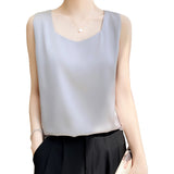 Silk Satin 2026 Spring And Summer Women's New Body-Repair Broadband V-Neck Short Temperament With A Blouse Sling Vest
