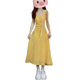 Yellow Dopamine T-Waisted Skirt Sling Dress Women's Summer 2025 New Small French Floral Dress