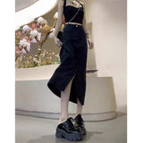 Pear-Shaped Body Open Silk Denim Half Dress Girl Summer Thin Large-Size Meat In The Long Tiansi A-Word Skirt