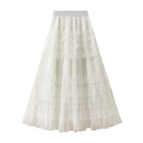 Spring And Summer New High-Rise Thin A-Layer Mesh Cake Skirt Long Skirt Fairy Dress 8075