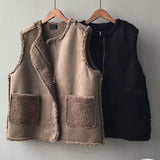 Lamb Hairy Horse Jacket Women Autumn And Winter Fur Integrated Loose Big Size Fat Mm Sleeveless Shoulder Vest