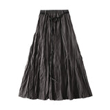 High Waist Half-Dress Women's Autumn New Korean Version Of The Design Feel Folded Long Dress Retro Temperament Thin A Word Umbrella Skirt 8822