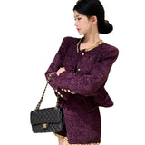 Famous Temperament Small Fragrant Suit Rich Man's Golden Feeling Hepburn Black Light Luxury High-End Coat Half-Dress Dress A Complete Set