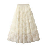Super Xian Heavy Industry Lace Net Velopne Pony Half-Body Skirt Thin Umbrella Skirt Elegant Cake Dress Mid-Long Skirt 1393