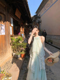 Summer Fairy Holiday Style Pure Shoulder Hanging Neck Dress New Design Sense Irregular Thin Fairy Dress