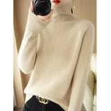Wool Blended 2026 Autumn And Winter New Women's Loose High-Collar High-Necked Short-Colored Shoulder Thick Sweater Bottom Knitted Shirt