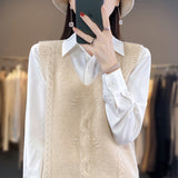 Wool Blending 2026 Autumn And Winter New Women's Clothing Jacket Short V Collar Knitted Vest Loose Stifling Sleeveless Shoulders