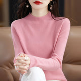 Wool Blending 2026 Autumn And Winter New Women's First-Line Ready-Up Seamless Half-High Collar Soft-Knitted Bottom Sweater