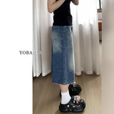 High Street Retro Broad-Legged Seven-Point Denim Mid-Swear Women Autumn High-Waisted Large-Size Thin Loose Straight Shorts