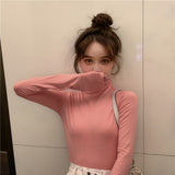 Half-High Collar Bottomed Bottoming Women's Spring And Autumn And Winter New White Long-Sleeved T-Shirt Wood In The Ear Of The Ocean High-End Coat