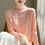 Fine-Woven Wool 2026 Autumn And Winter New Women's Short Lace Lace Lace Lace Collar Nail Beads Knitted Sweater