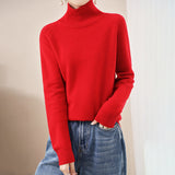 Wool Blended 2026 Autumn And Winter New Women's High-Collar Loose Loose Short-Colored Shoulder Hooded Bottom Sweater Knitting Shirt