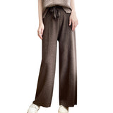 Wool Blended 2026 Autumn And Winter New Women's Wide-Legged Trousers High-Waist Loose Loose Thin Tight Waist Wearing Knit Trousers