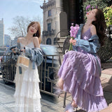 French First Love Milk Sweet Purple Sleeveless Vest Dress Women's Summer Gentle Style Chic Beautiful Dress Women's Dress