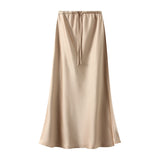 Xia Xintong Waist Draw Rope Silk Showing Thin Fish Tail Black Pink Ribbon Skirt 9819