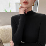 Line Ready-Upwear Wool Blending 2026 Autumn And Winter New High-Necked Solid Color Set-Up Bottom Knitting Shirt