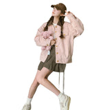 Pink Leather Velvet Coat Women's Autumn And Winter 2026 New Sweet Little College Style Casual Jacket Top