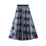 Summer Color A Word Three-Dimensional Yarn Net Embroidery Exquisite High-End Yarn Net Yarn Half Body Skirt New 1811