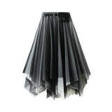 Irregular Half-Dress 2025 New Spring And Summer Long Black Big Swing Skirt Super Fairy Lace Mesh Dress 8808